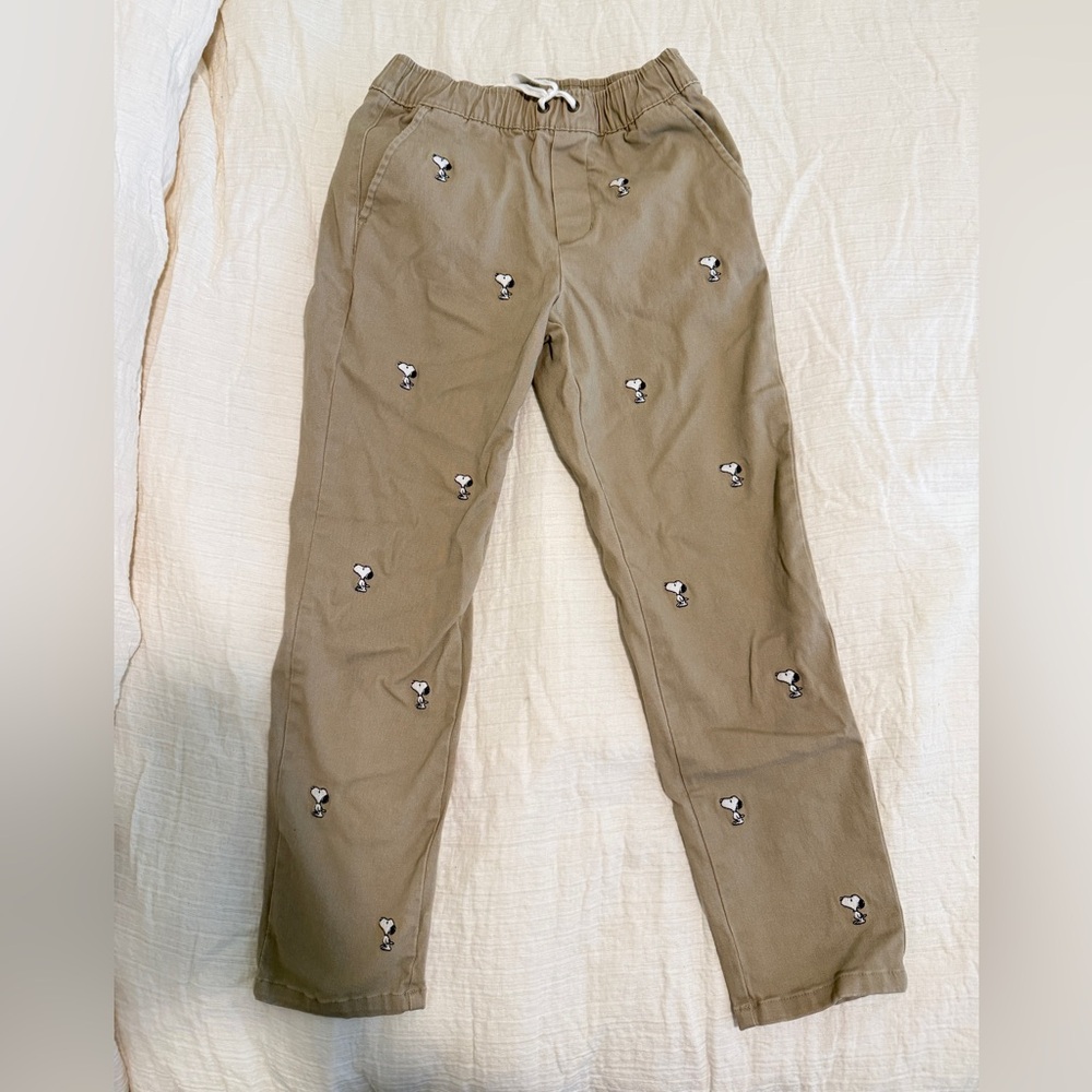 Janie And Jack Boys size 7 Snoopy Khaki Pants
